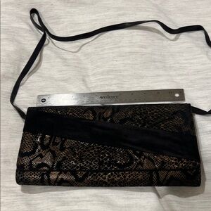 Vintage Elegant Black and Brown Snake Print Clutch Stuart Weitzman